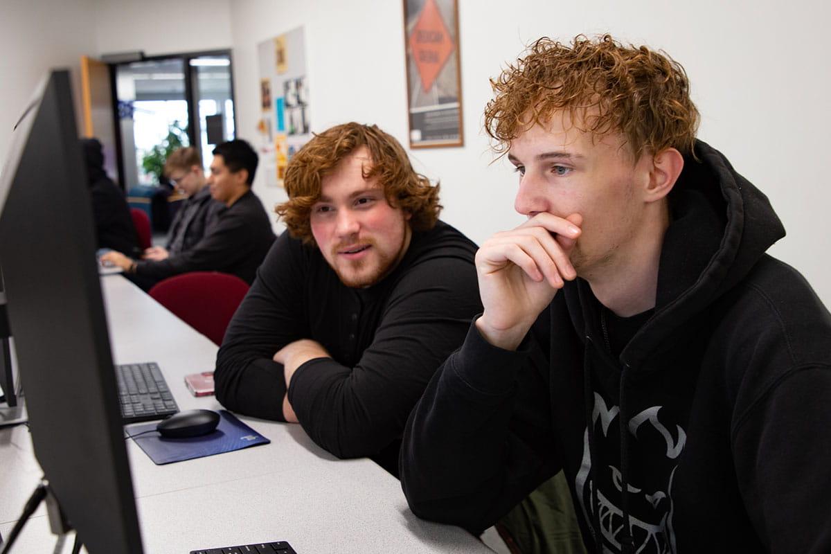 San Juan College students working in a computer lab