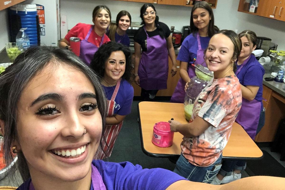 Group of students taking selfie